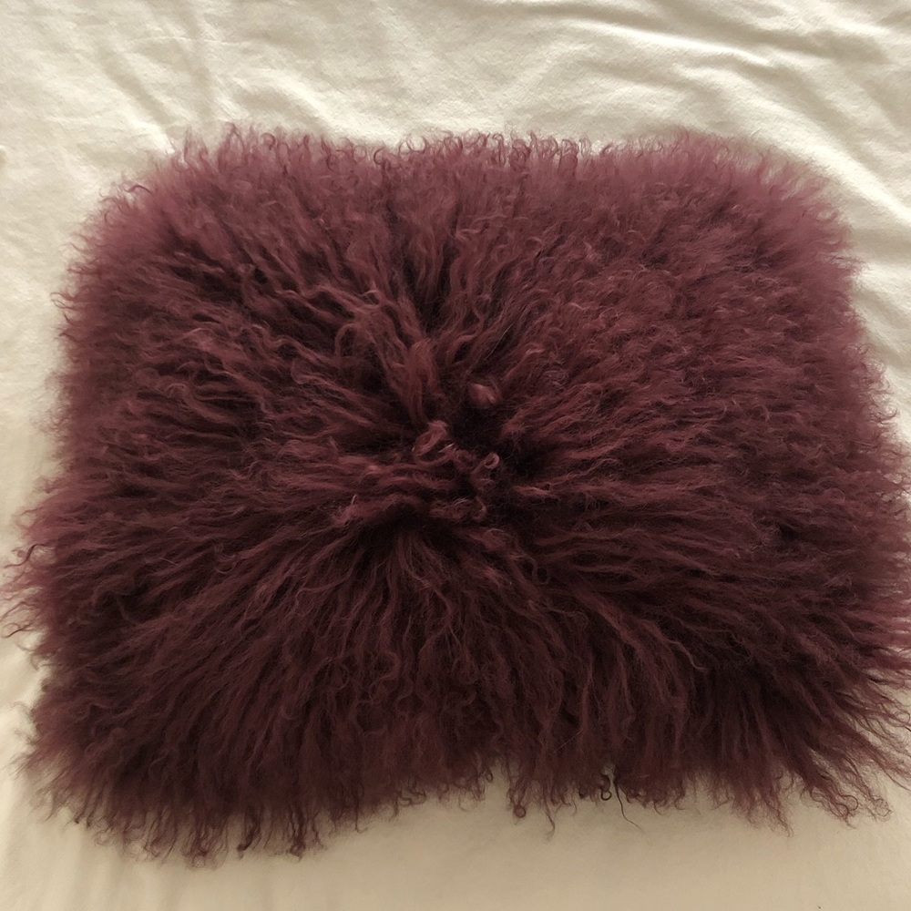 Maroon West Elm Mongolian Lamb Pillow